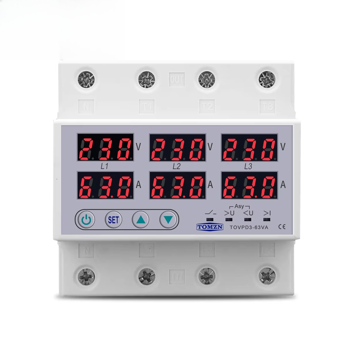 Din Rail Circuit Breaker - فولتميتر وأميتر ثلاثي الأطوار 3P+N للتركيب