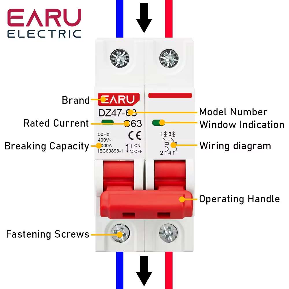 قاطع الدائرة المصغر EARU DZ47  - مراجعة Din Rail Circuit Breaker وسعره